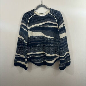 Good Omen Cotton Wool Blend Oversized Sweater Wide Sleeves Sz XS Bulky Cozy
